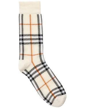 Burberry Check Cotton-Nylon-Blend Socks - White