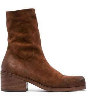 Marsèll 55Mm Cassello Square-Toe Suede Ankle Boots - Brown