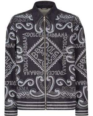 Dolce & Gabbana Logo-Print Cotton Shirt Jacket - Black