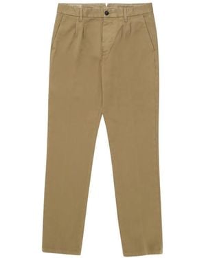 Fortela Pences Pleated Herringbone Chino Trousers - Natural