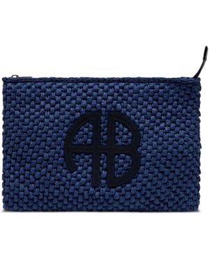 Anine Bing Rio Logo-Patch Clutch Bag - Blue