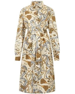 Moschino Graphic-Print Belted Long-Sleeve Dress - White