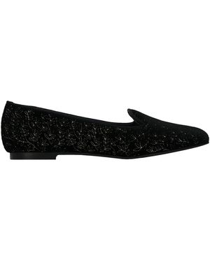 Castañer Velvet Floral-Embroidery Loafers - Black