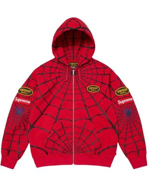 Supreme X Vanson Leathers X Marvel Spider- Zip-Up Hoodie - Red
