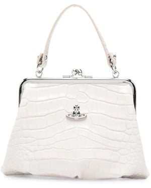 Vivienne Westwood Granny Frame Croc-Effect Tote Bag - White