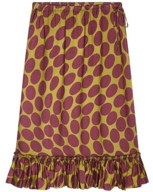 Dries Van Noten Printed Ruffled Skirt - Brown