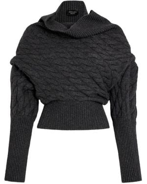 A.W.A.K.E. MODE Cable-Knit Off-Shoulder Jumper - Black