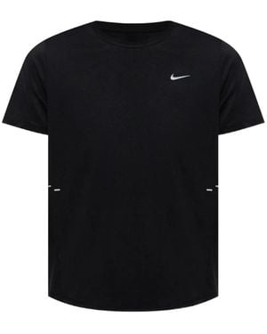 Nike Logo-Print Mesh-Panel T-Shirt - Black
