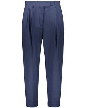 Moorer Pleated Turn-Up Trousers - Blue
