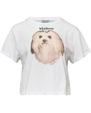Ashley Williams Maltese-Dog Graphic T-Shirt - White
