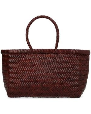 Dragon Diffusion Small Triple Jump Woven-Leather Tote Bag - Brown