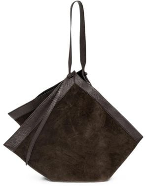 Yuzefi Large Wonton Leather Tote Bag - Brown