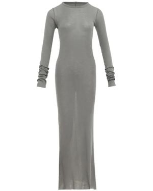 Rick Owens Robe Longue Nervurée À Manches Longues - Grey