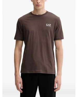 EA7 Logo-Print Short-Sleeve T-Shirt - Brown