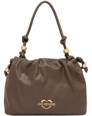 Love Moschino Cabas Froncé Orné De Perles - Brown