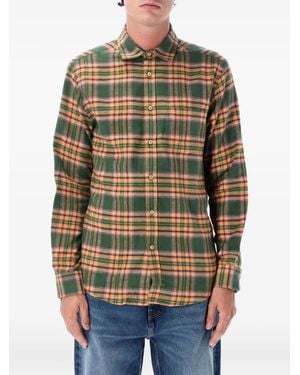 Portuguese Flannel Chemise Olivara À Carreaux - Green