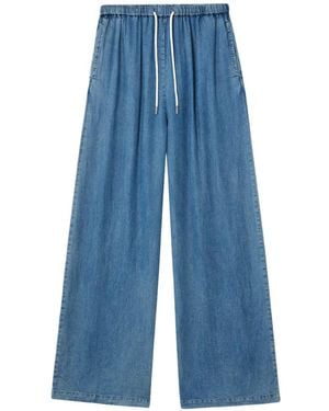 B+ AB Drawstring-Waistband Wide-Leg Jeans - Blue