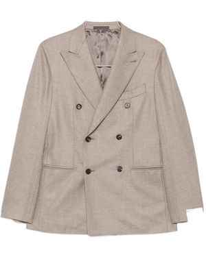 Caruso Aida Double-Breasted Buttoned Blazer - Natural