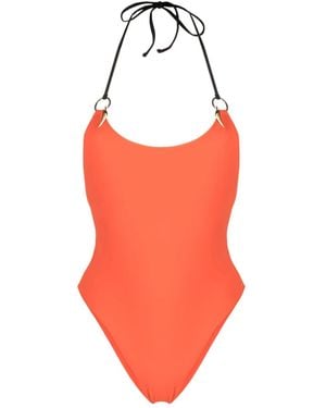 Roberto Cavalli Halterneck Tie-Fastening Swimsuit - Orange