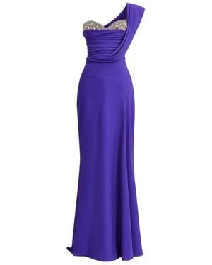 Gemy Maalouf Crystal-Embellished Draped Corset Dress - Purple