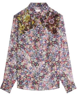 Dries Van Noten Embroidered Viscose Shirt - Blue
