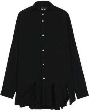 COMME DES GARÇON BLACK Frayed Asymmetric-Hem Shirt - Black