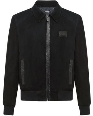 Billionaire Logo-Patch Bomber Jacket - Black