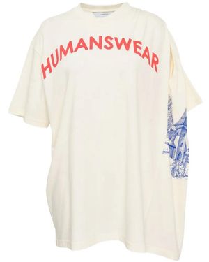 Pushbutton Gathered-Shoulder T-Shirt - White