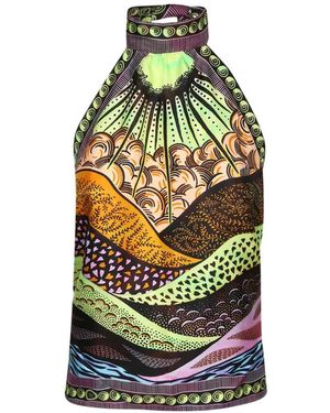 Atelier Vlisco Eternal Sun Graphic-Print Halterneck Top - Green