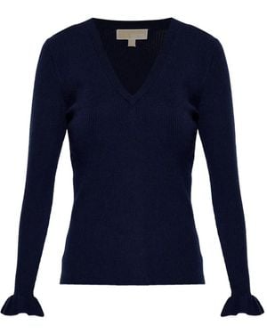 MICHAEL Michael Kors Gerüschter Pullover Mit V-Ausschnitt - Blau