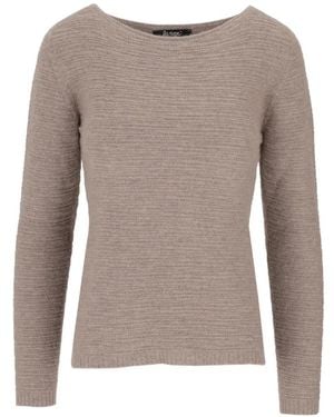 LA ROSE Boat-Neck Ribbed-Knit Jumper - Brown