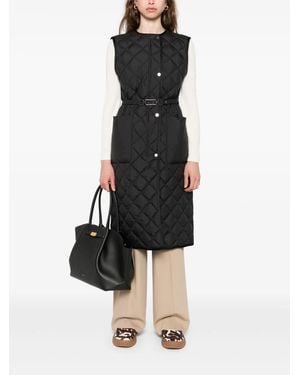 Moncler Gilet Trapuntato Con Cintura - Nero