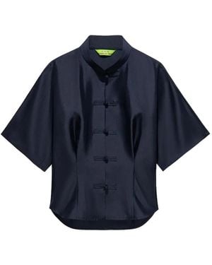 Shanghai Tang Mandarin-Collar Blouse - Blue