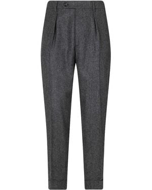 Berwich Chiaia Herringbone-Pattern Pants - Gray