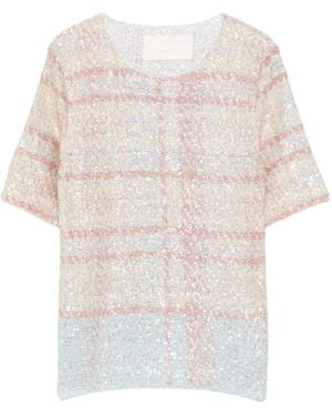 Circus Hotel Striped Short-Sleeve Knitwear - White