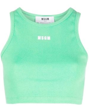 MSGM Logo-Print Sleeveless Top - Green