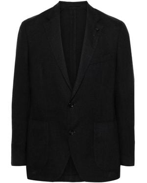 Lardini Brooch-Detail Single-Breasted Blazer - Black