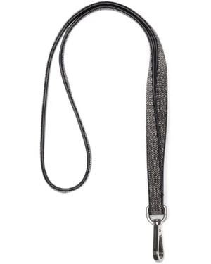 Brunello Cucinelli Monili-Embellished Leather Lanyard - Blue