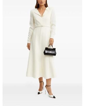 Roland Mouret V-neck belted midi dress - Natur