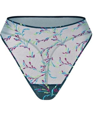 Zhilyova Maris High-Waisted Floral Thong - Blue