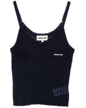 ShuShu/Tong Ribbed Logo-Embroidered Top - Blue