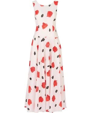 Marni Poplin Bustier Dress With Iris Print - Red