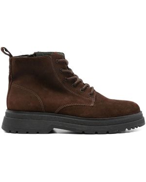 Marc O' Polo Lace-Up Suede Biker Boots - Brown
