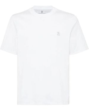 Brunello Cucinelli Logo Cotton T-Shirt - White