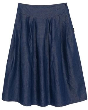 agnès b. Denim Pleated Skirt - Blue