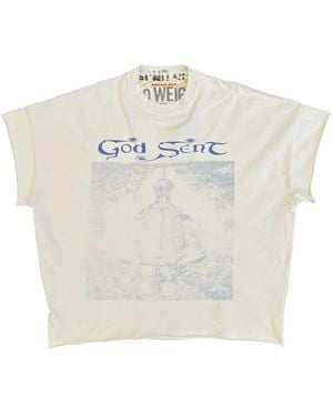 Secnd Slf God Sent Graphic-Print Cap-Sleeve T-Shirt - White