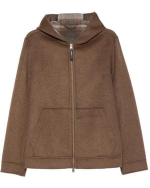 Woolrich Hooded Zip-Up Jacket - Brown
