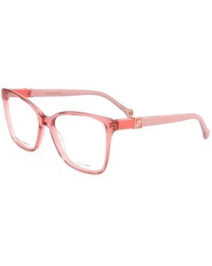 Carolina Herrera Logo-Plaque Square-Frame Glasses - Pink