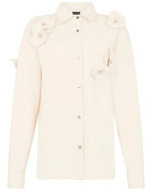 David Koma 3D Flower Denim Shirt - White