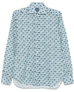 Barba Napoli Floral-Print Shirt - Blue